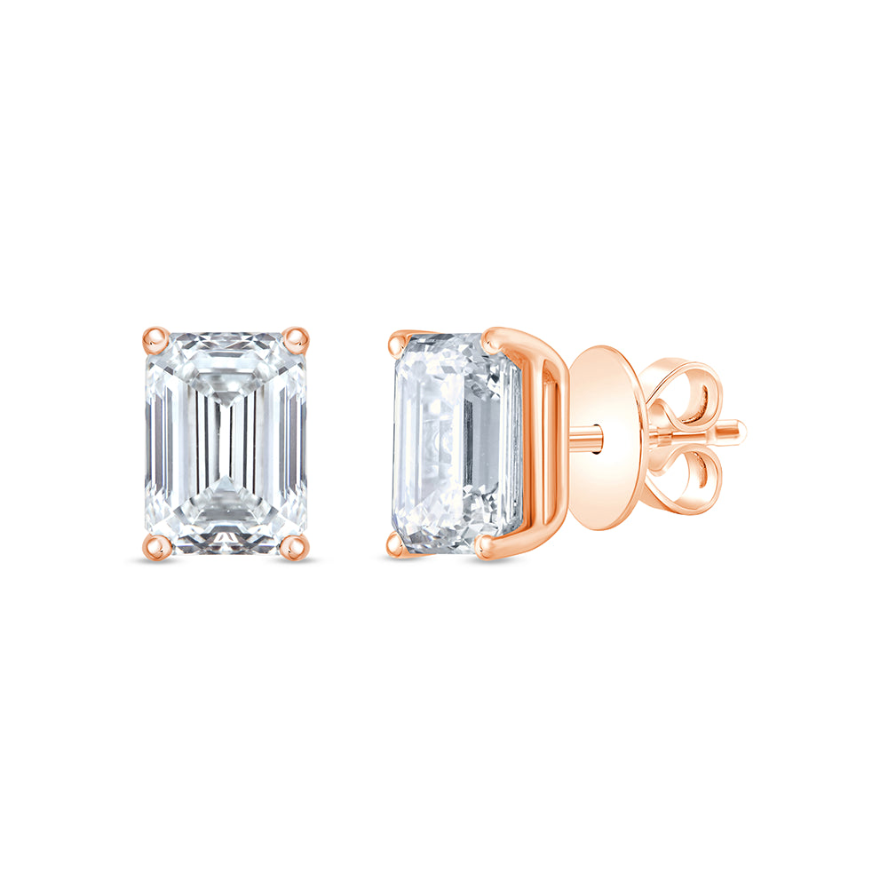 411 Carat Emerald Cut Solitaire Stud Earrings