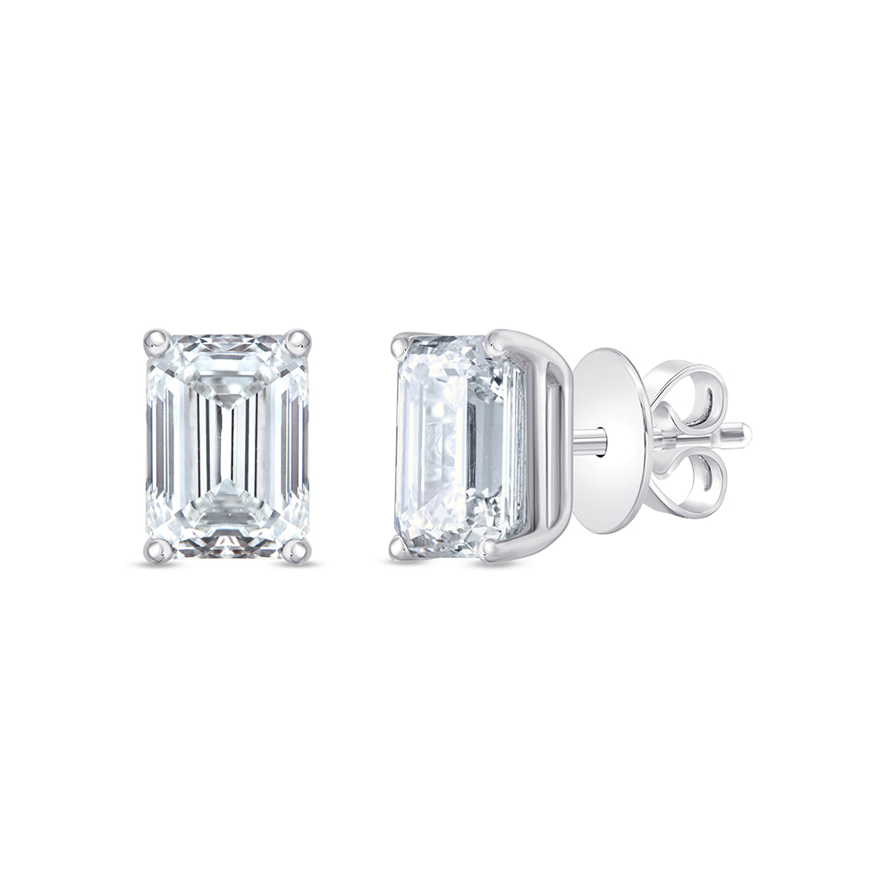 411 Carat Emerald Cut Solitaire Stud Earrings