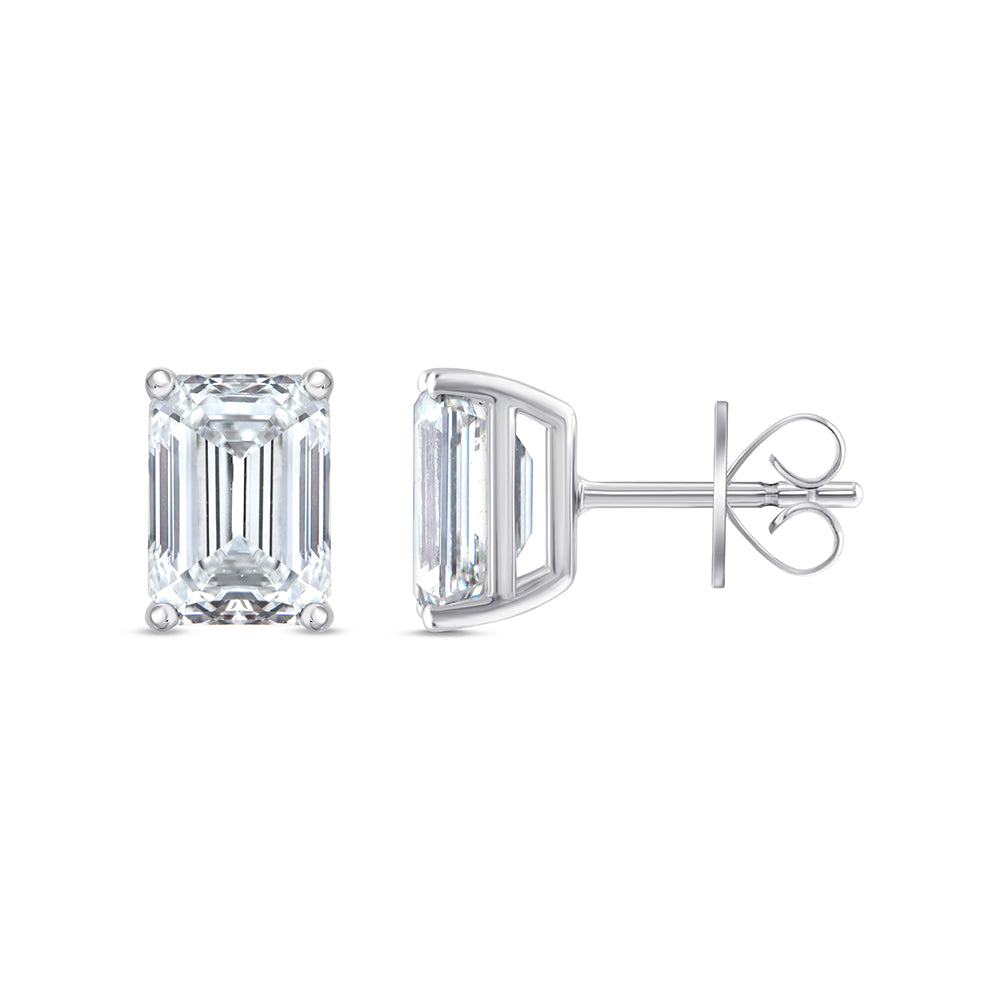 411 Carat Emerald Cut Solitaire Stud Earrings