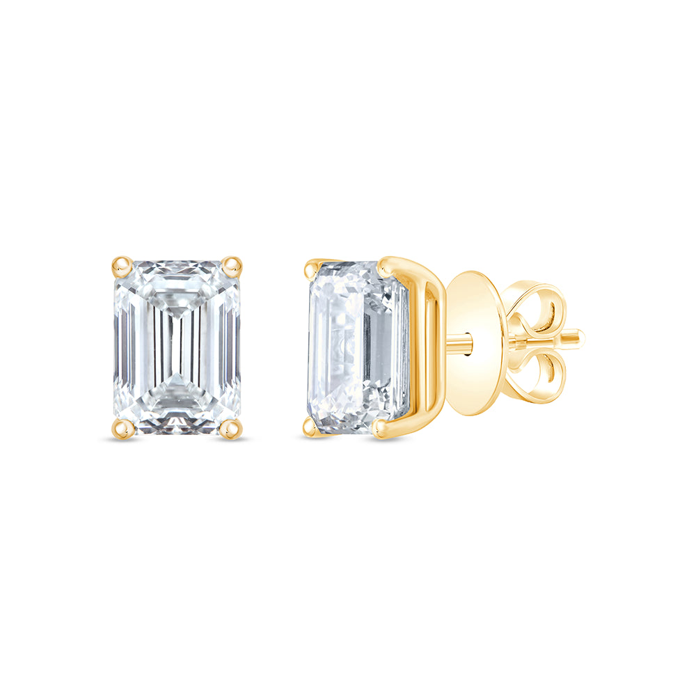 411 Carat Emerald Cut Solitaire Stud Earrings