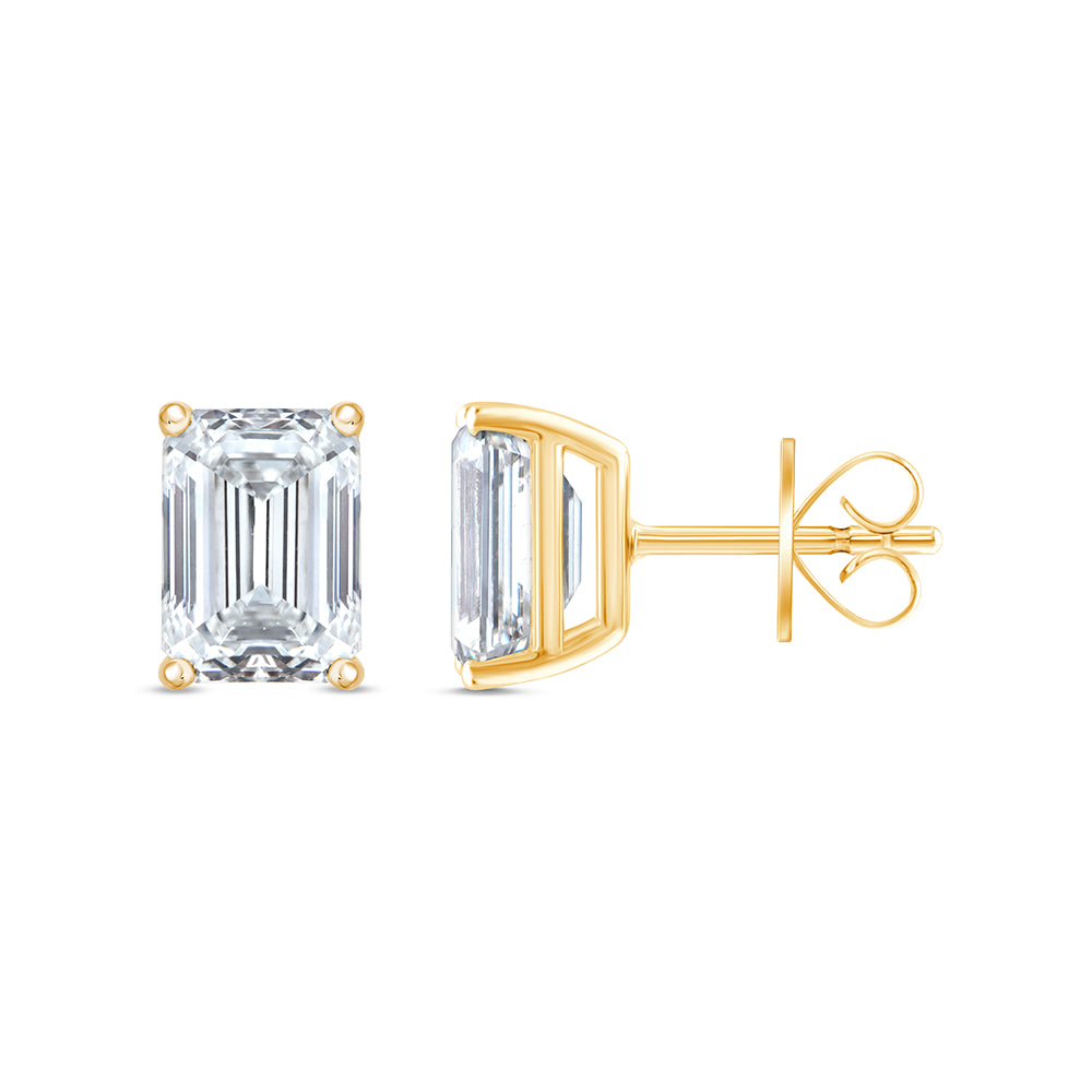 411 Carat Emerald Cut Solitaire Stud Earrings