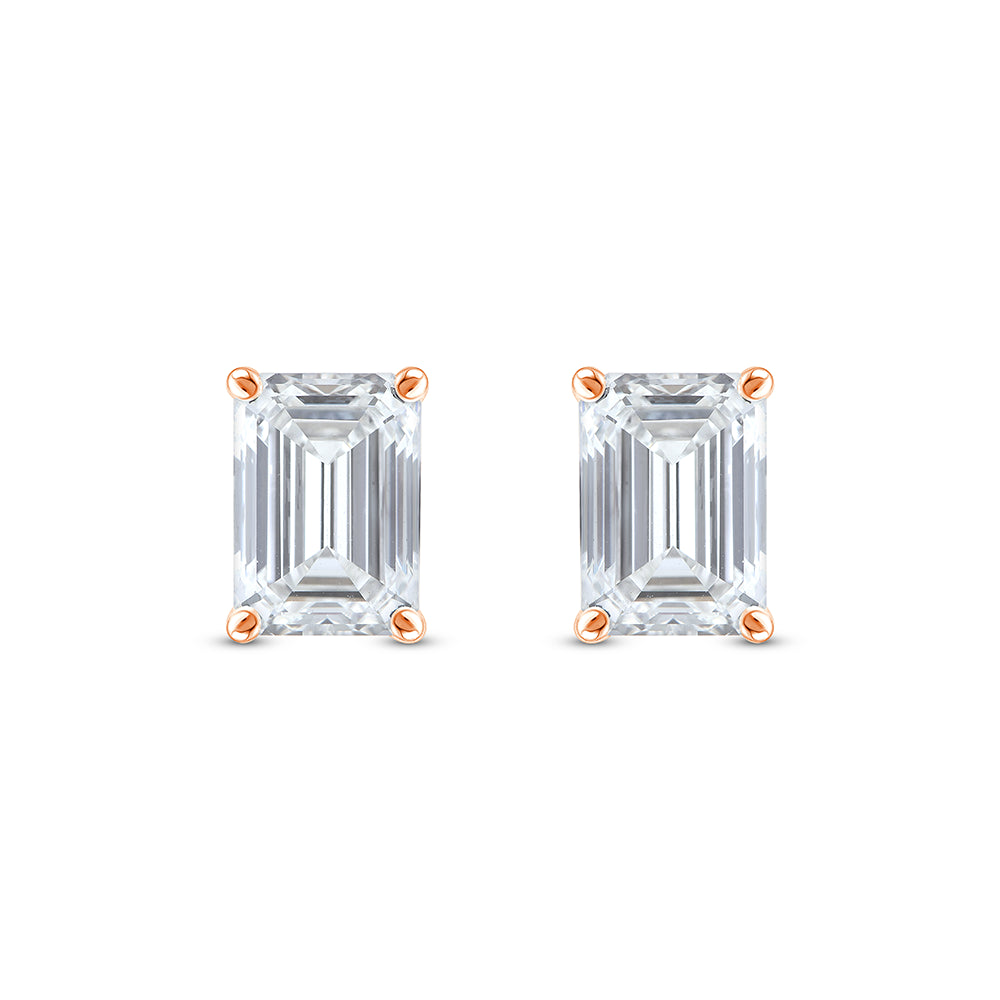 6 Carat Emerald Cut Solitaire Stud Earrings