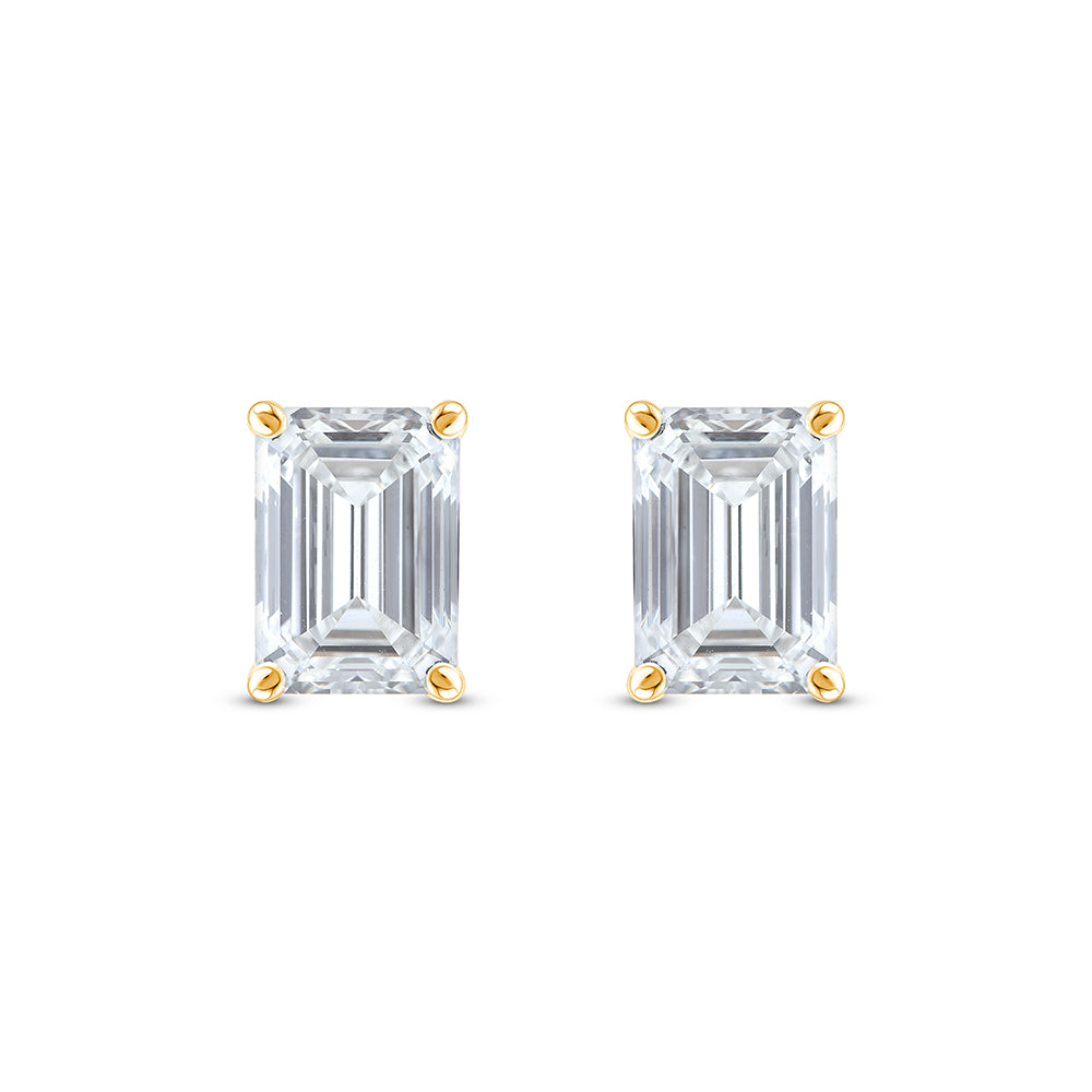 6 Carat Emerald Cut Solitaire Stud Earrings