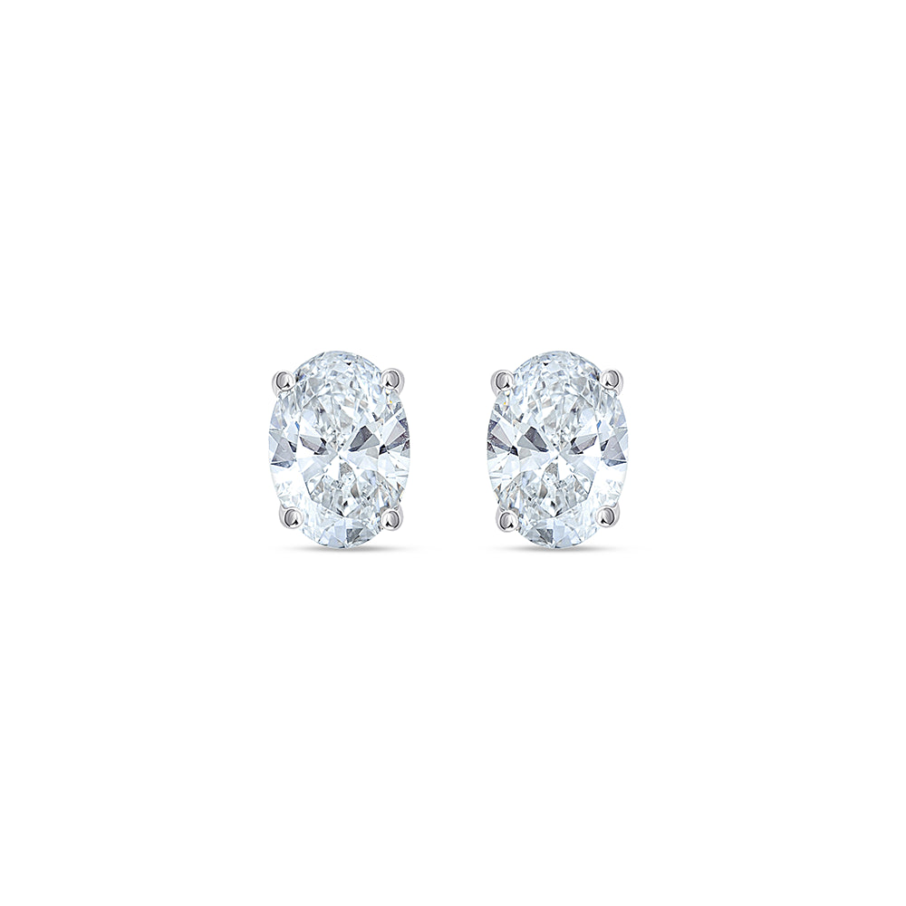 2 Carat Oval Cut Solitaire Stud Earrings