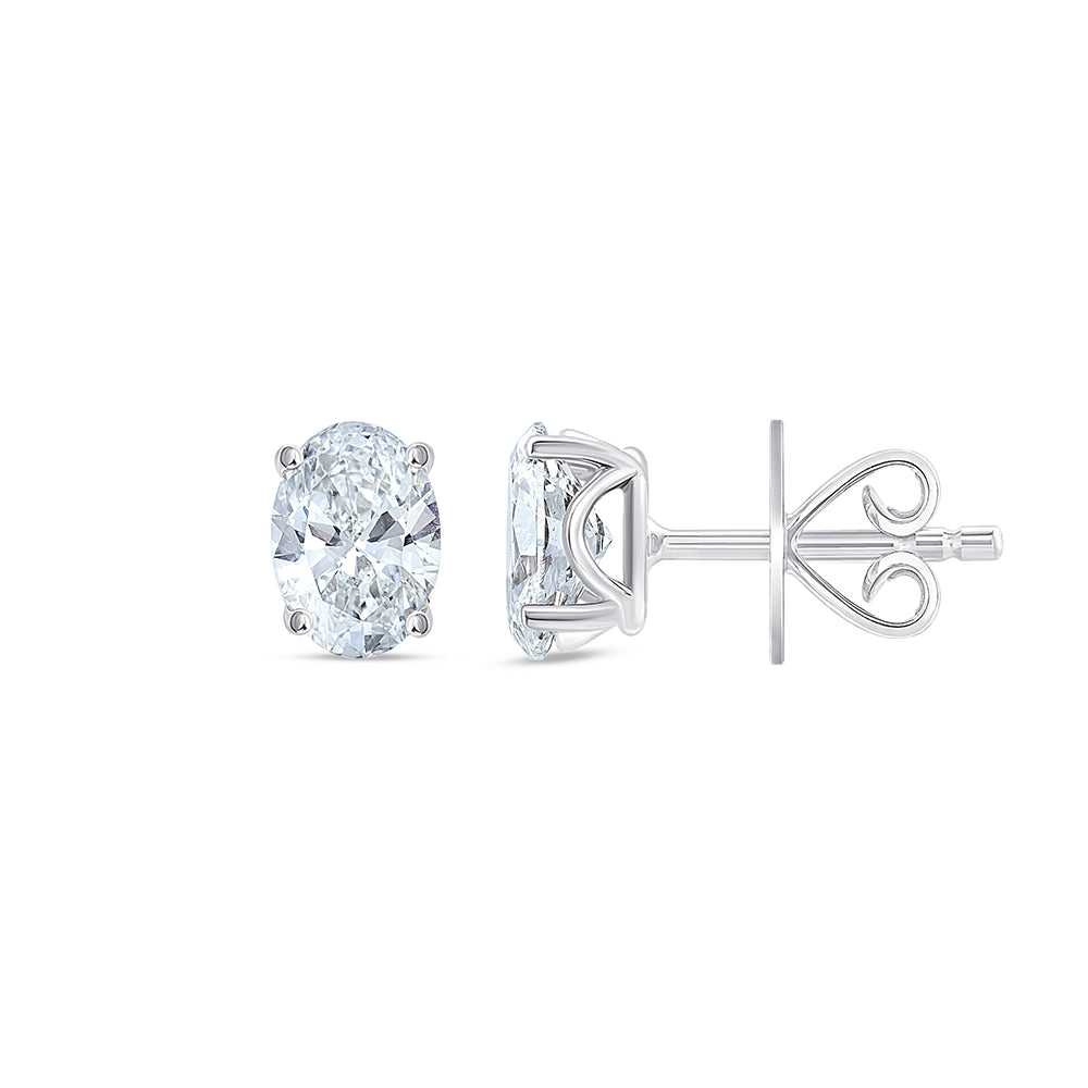 2 Carat Oval Cut Solitaire Stud Earrings