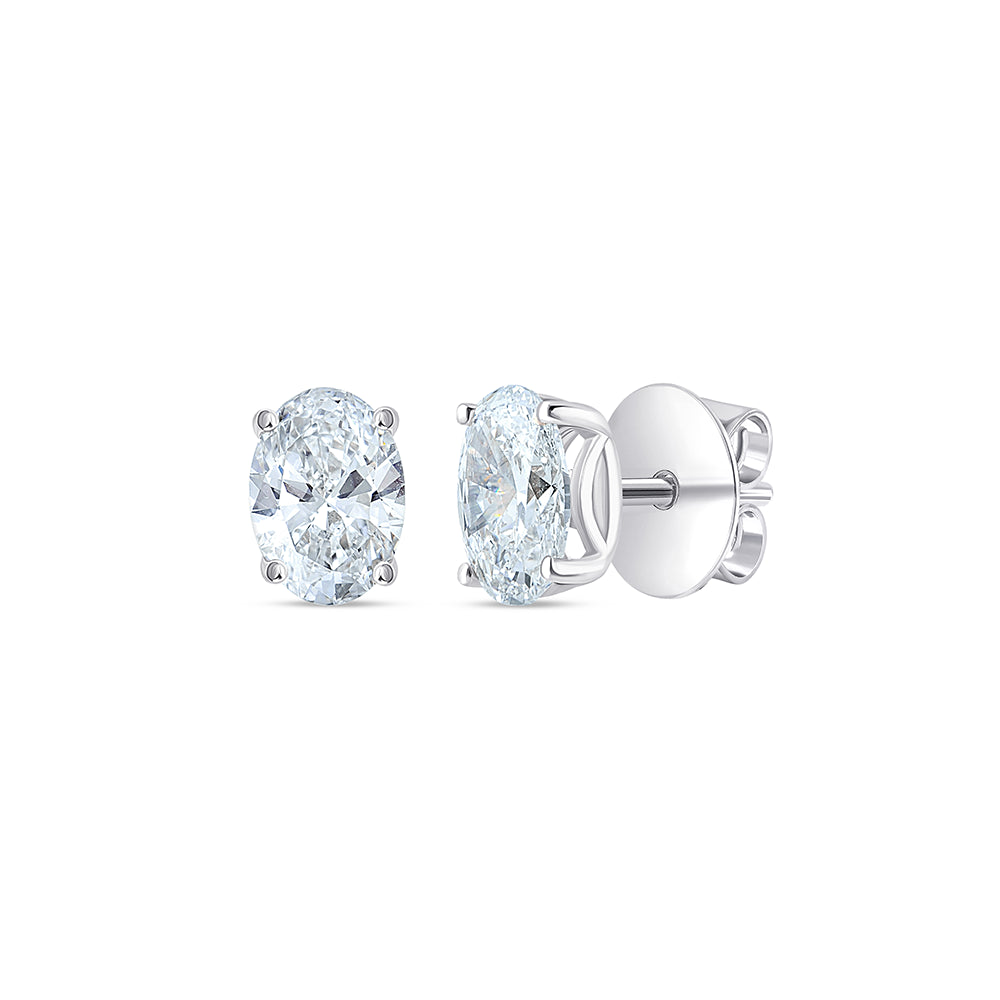 2 Carat Oval Cut Solitaire Stud Earrings