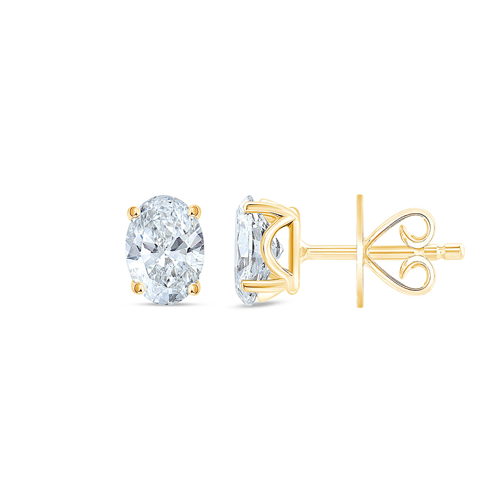 2 Carat Oval Cut Solitaire Stud Earrings