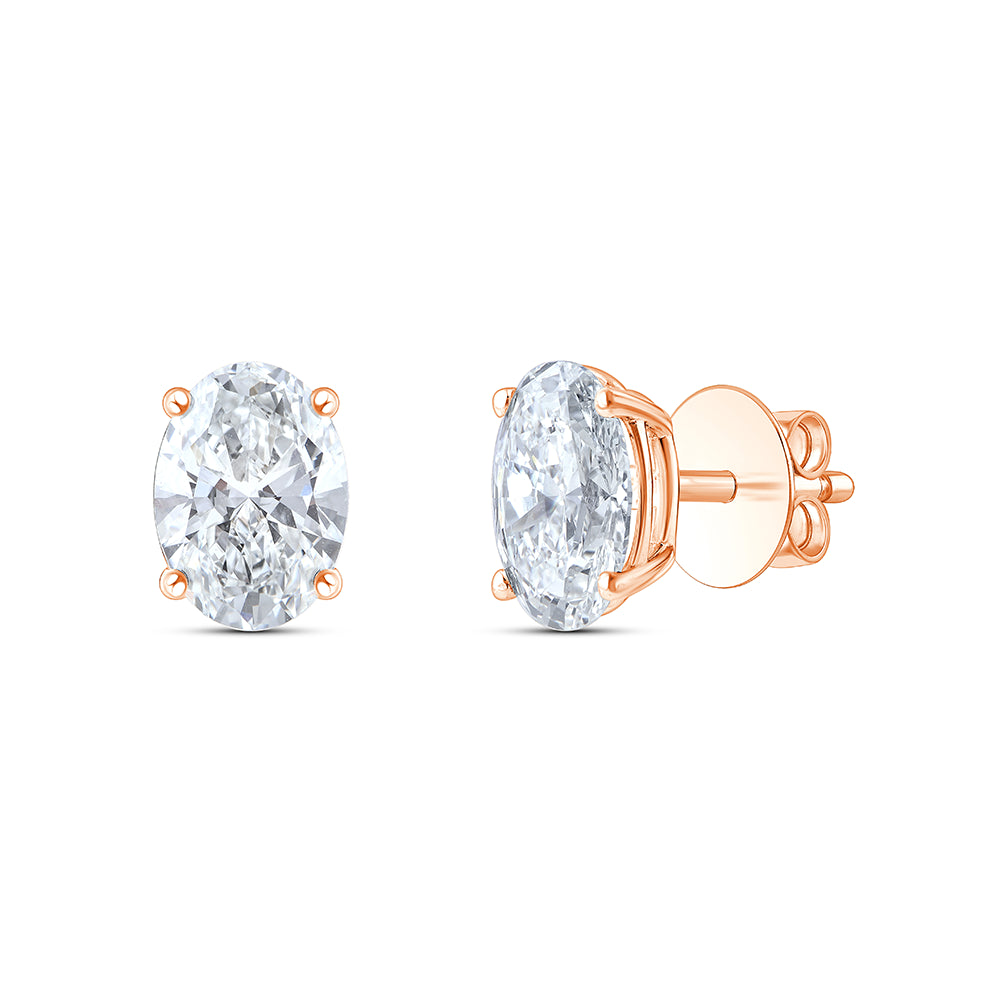 4 Carat Oval Cut Solitaire Stud Earrings