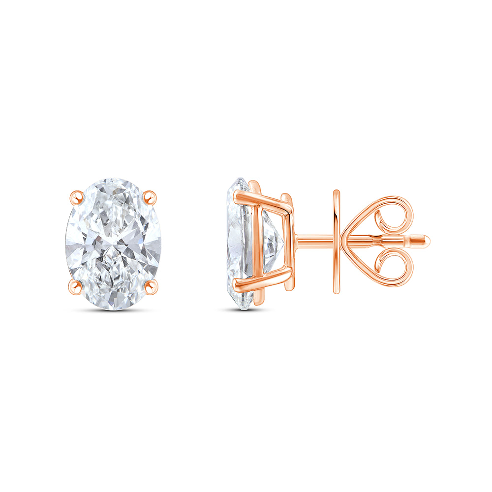 4 Carat Oval Cut Solitaire Stud Earrings