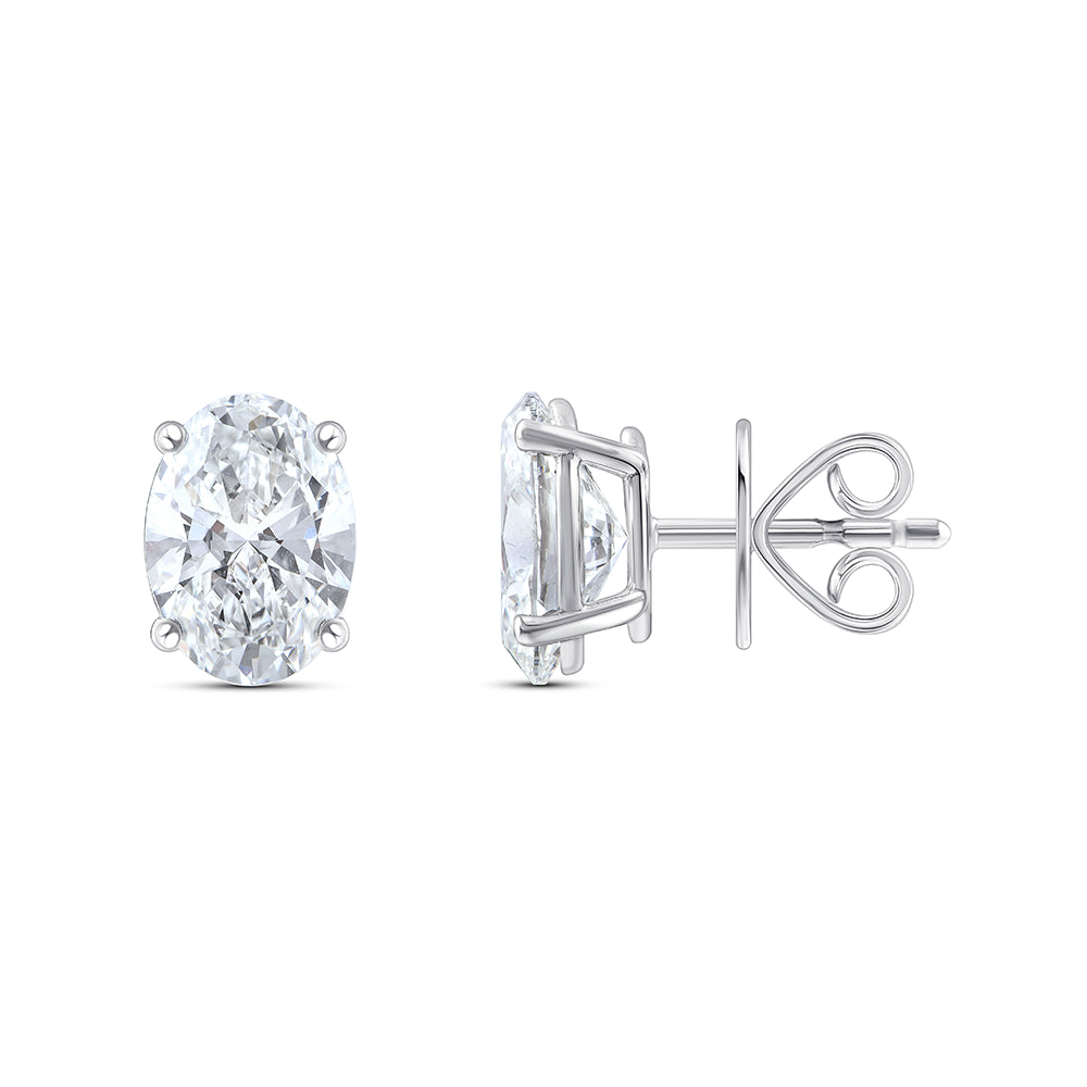 4 Carat Oval Cut Solitaire Stud Earrings