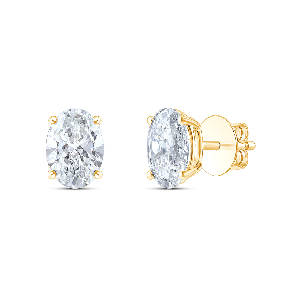4 Carat Oval Cut Solitaire Stud Earrings