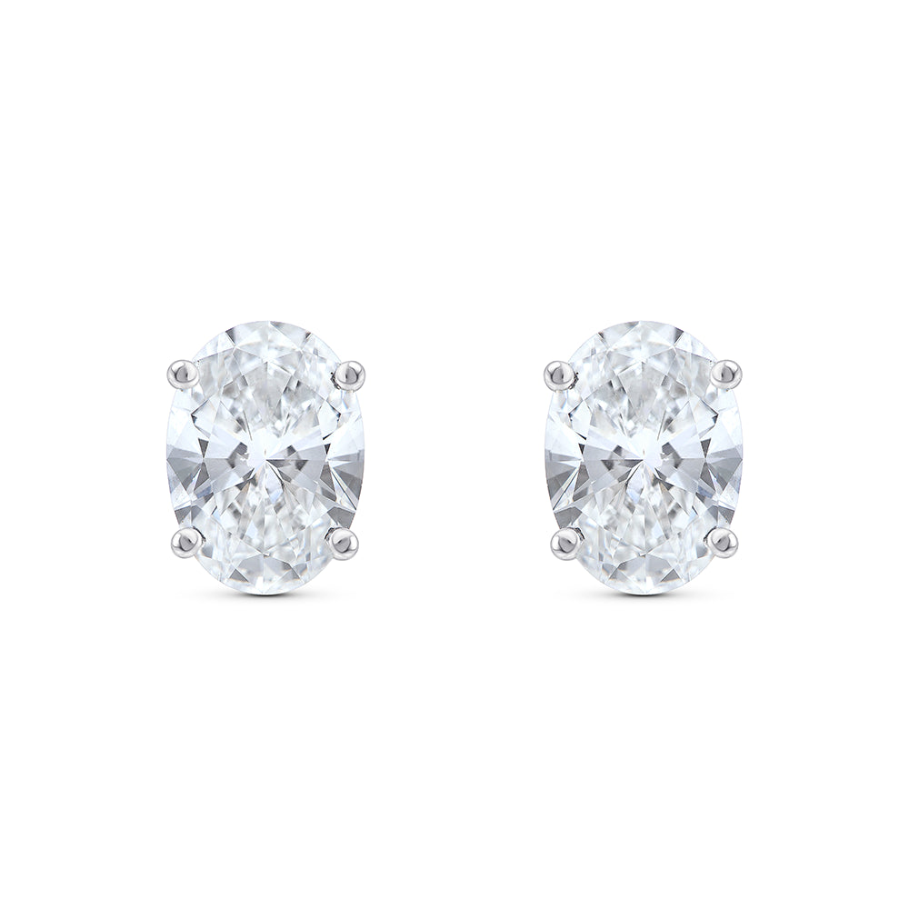 6 Carat Oval Cut Solitaire Stud Earrings