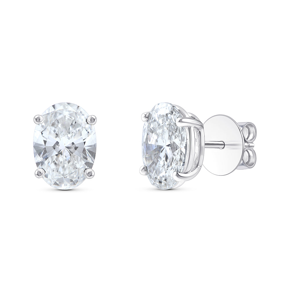 6 Carat Oval Cut Solitaire Stud Earrings