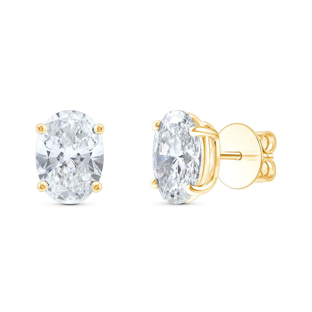 6 Carat Oval Cut Solitaire Stud Earrings