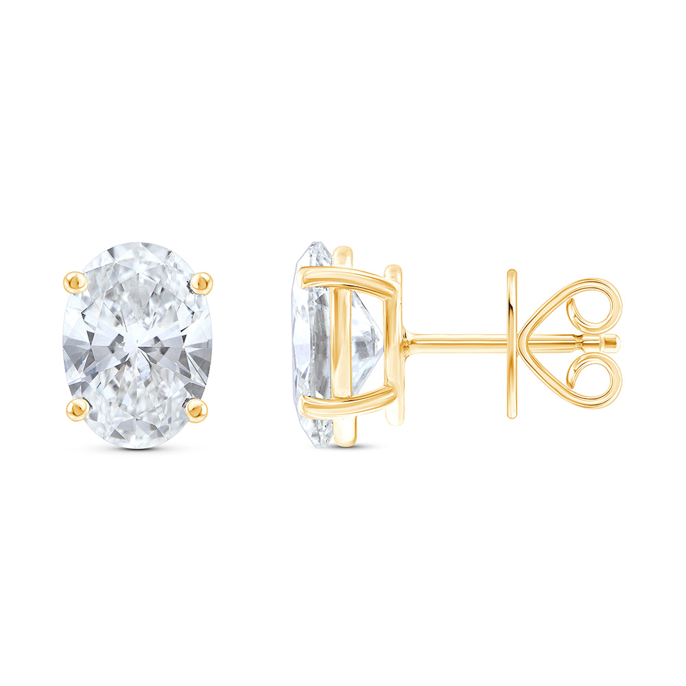 6 Carat Oval Cut Solitaire Stud Earrings