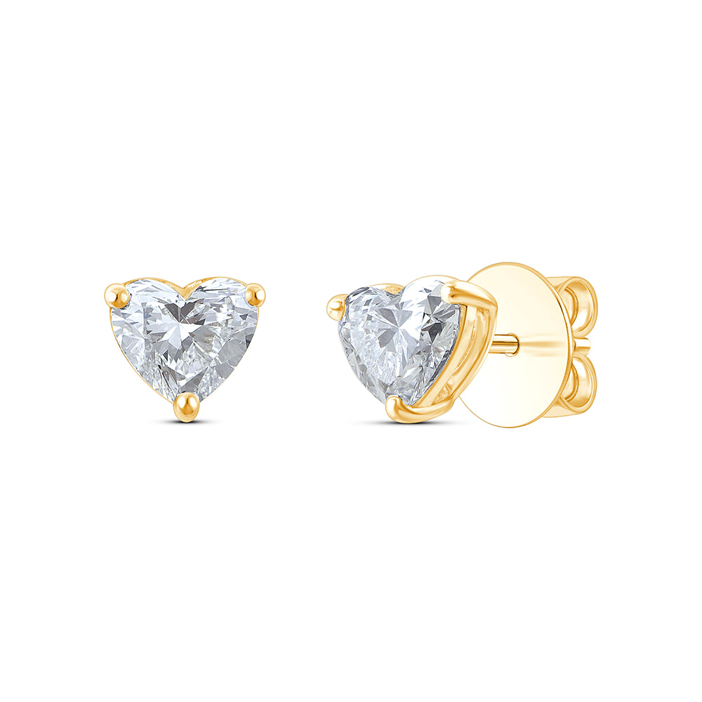 1 Carat Heart Cut Solitaire Stud Earrings