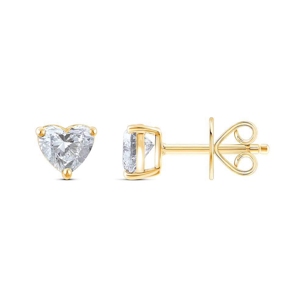 1 Carat Heart Cut Solitaire Stud Earrings
