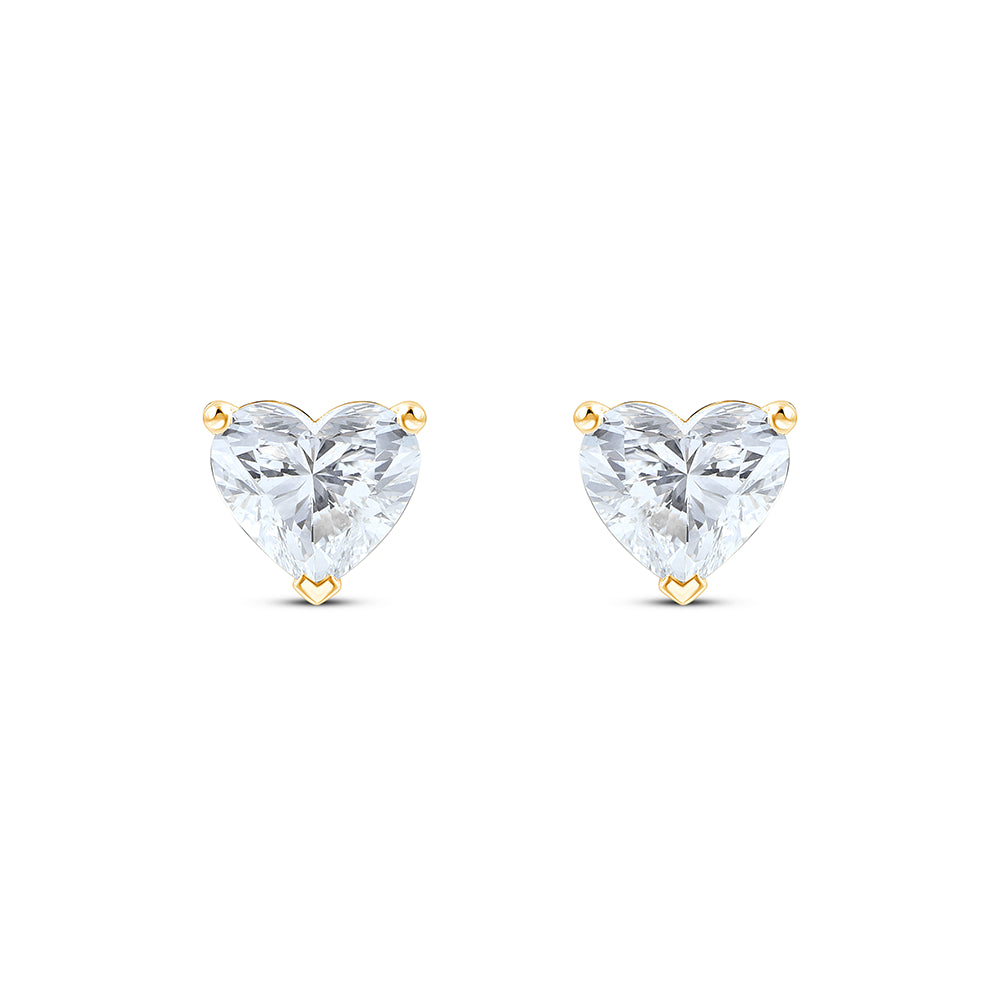 2 Carat Heart Cut Solitaire Stud Earrings