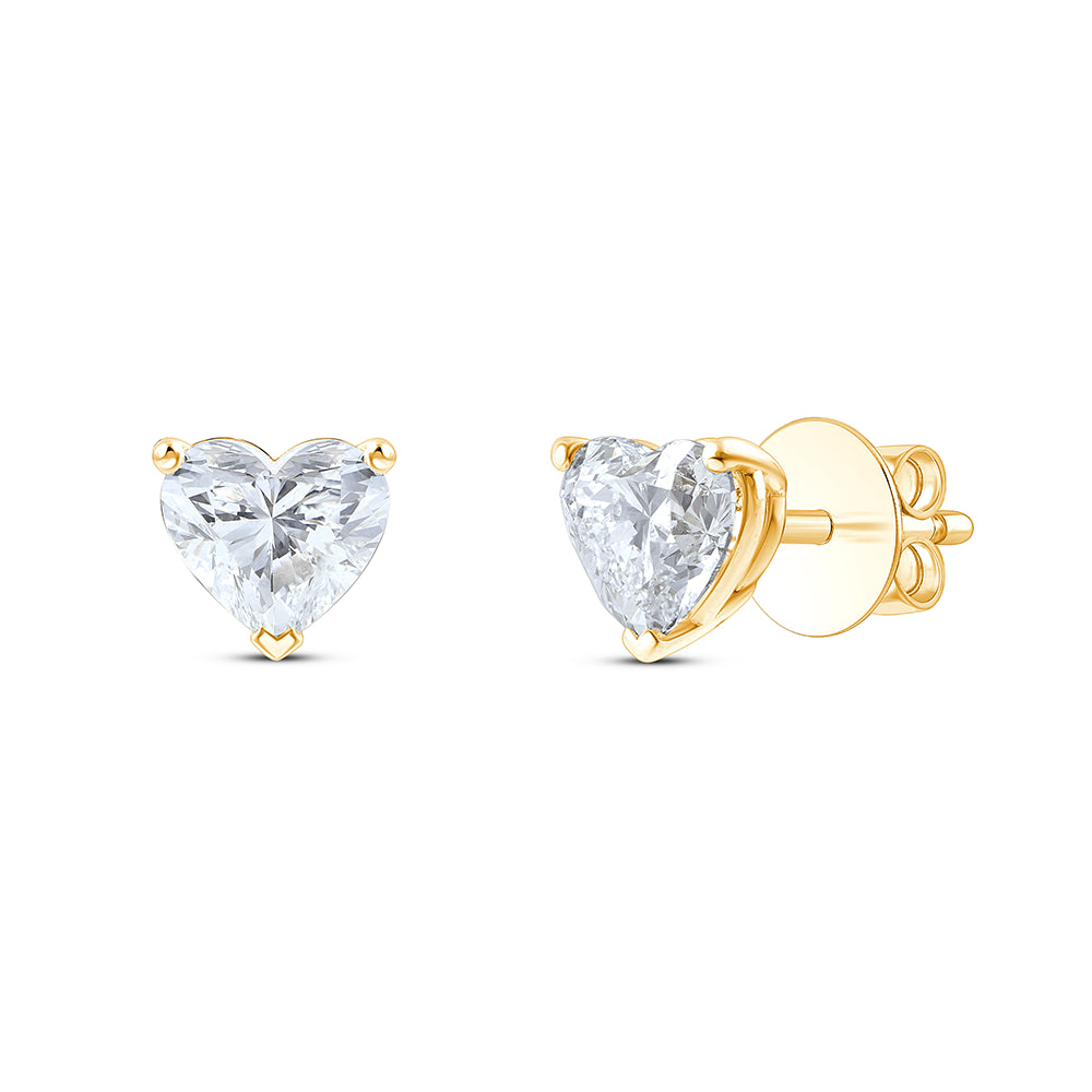 2 Carat Heart Cut Solitaire Stud Earrings