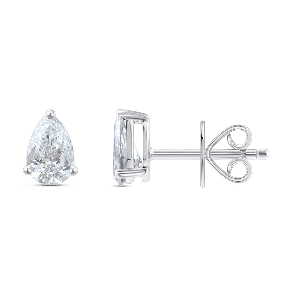 1 Carat Pear Cut Solitaire Stud Earrings