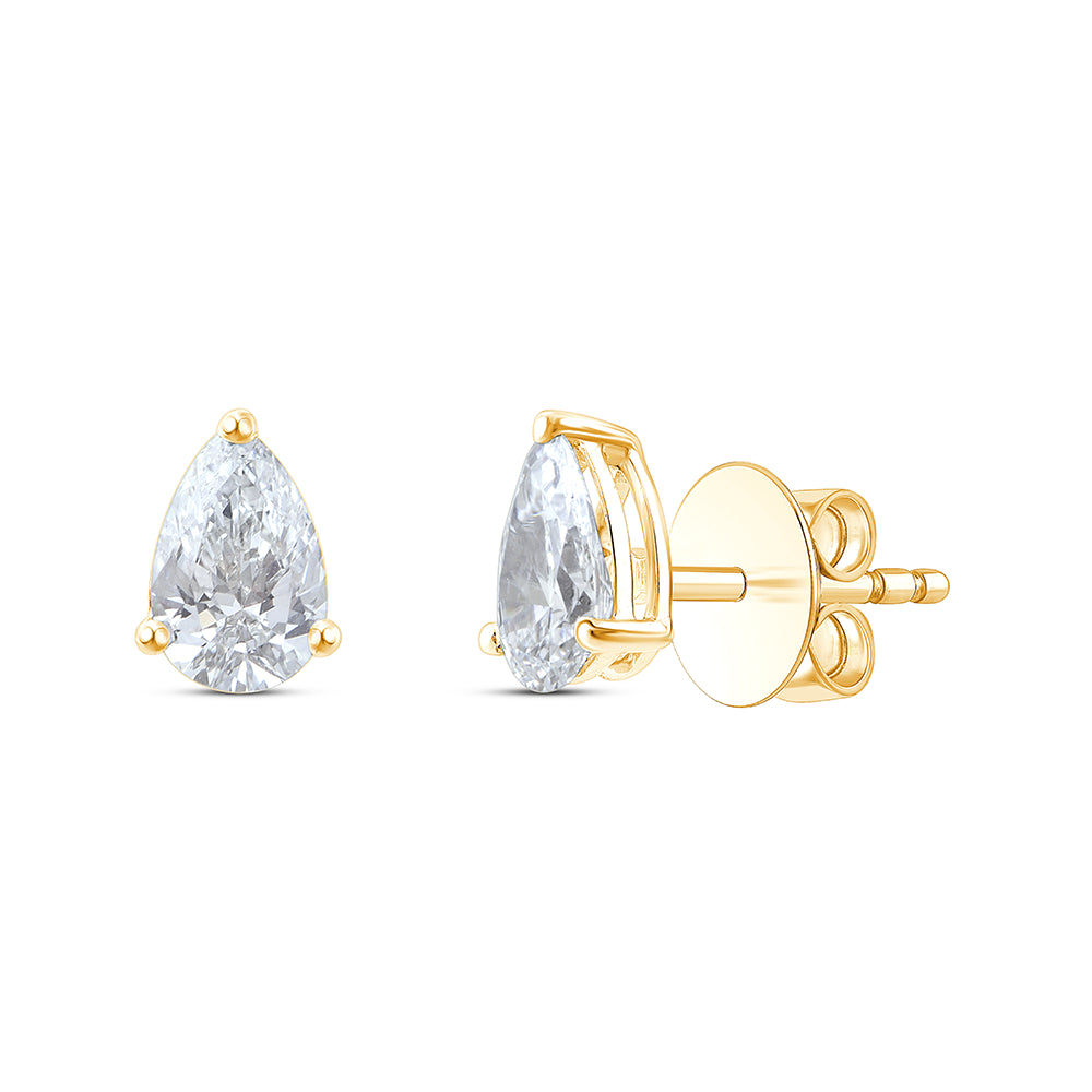 1 Carat Pear Cut Solitaire Stud Earrings