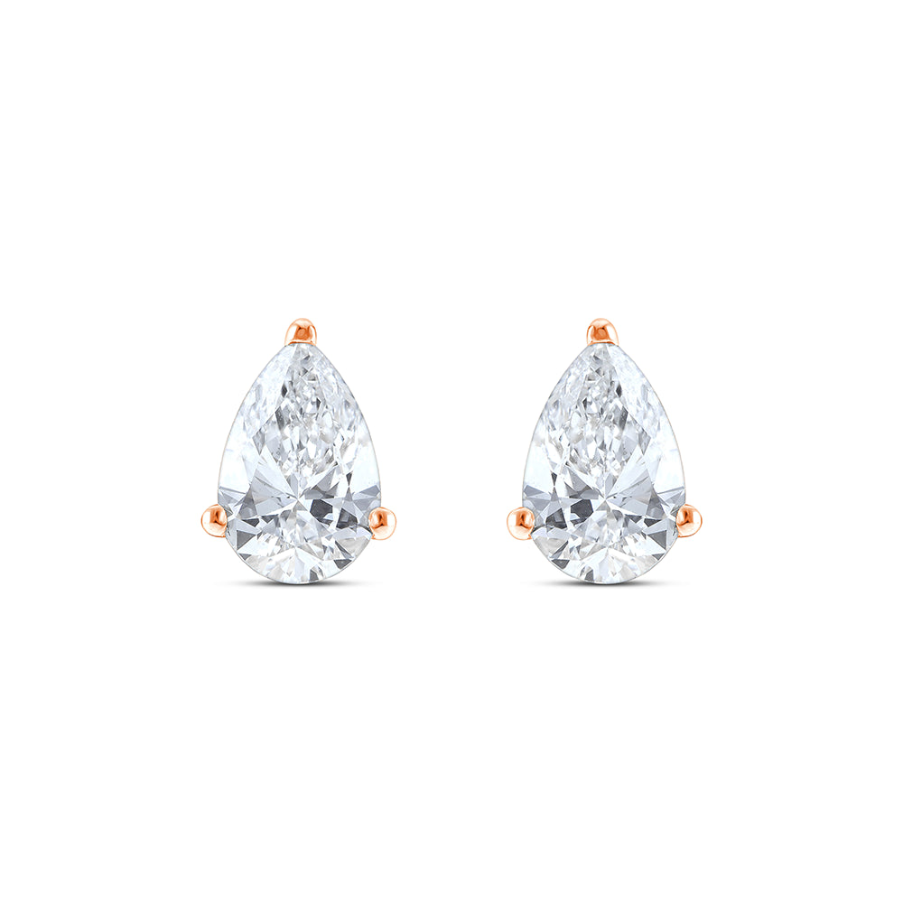 2 Carat Pear Cut Solitaire Stud Earrings