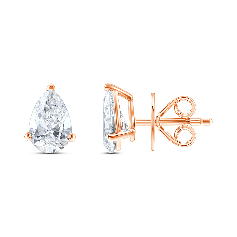 2 Carat Pear Cut Solitaire Stud Earrings