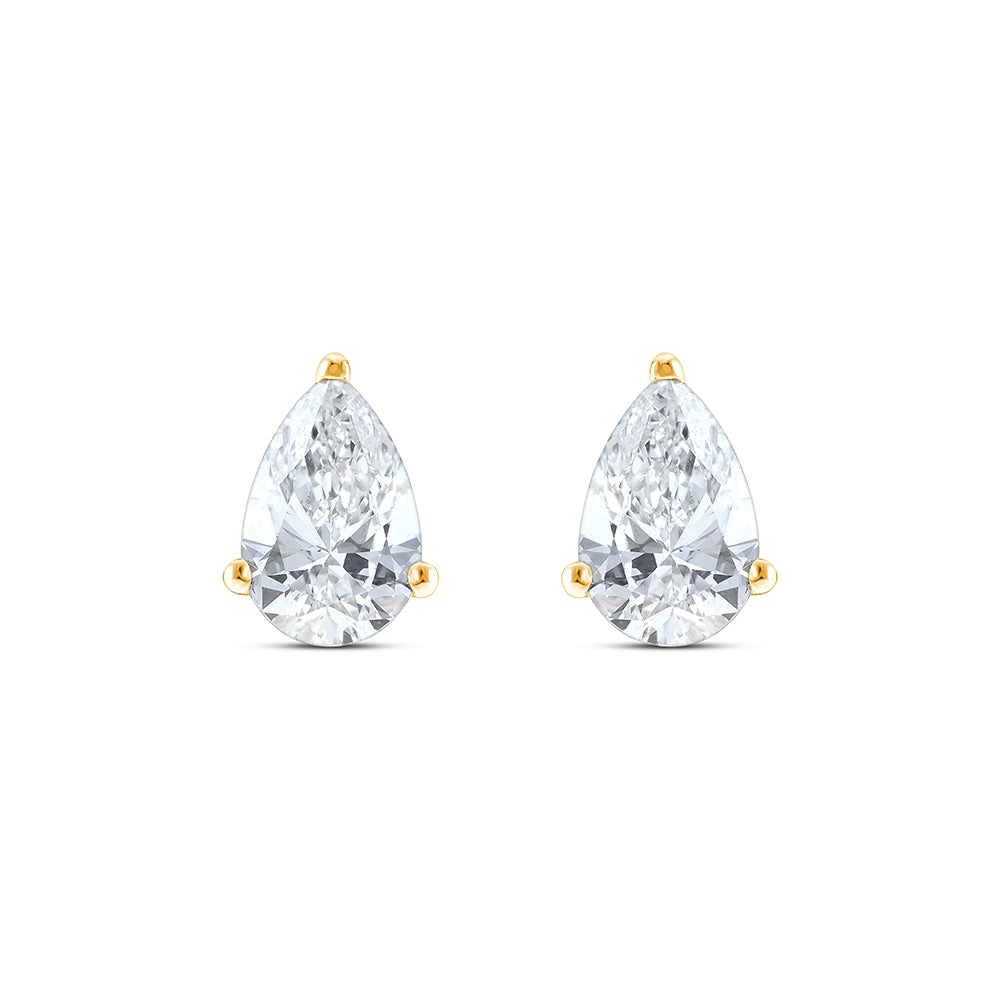 2 Carat Pear Cut Solitaire Stud Earrings