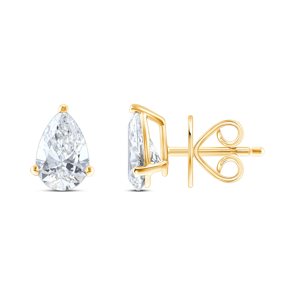 2 Carat Pear Cut Solitaire Stud Earrings
