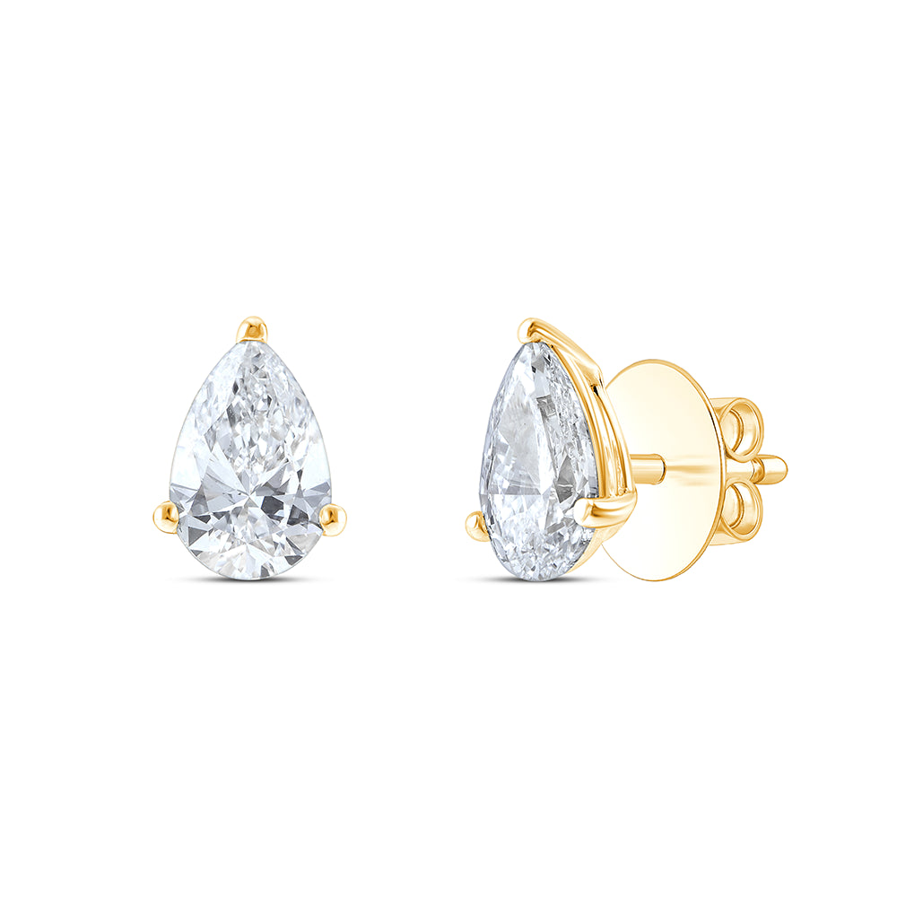 2 Carat Pear Cut Solitaire Stud Earrings
