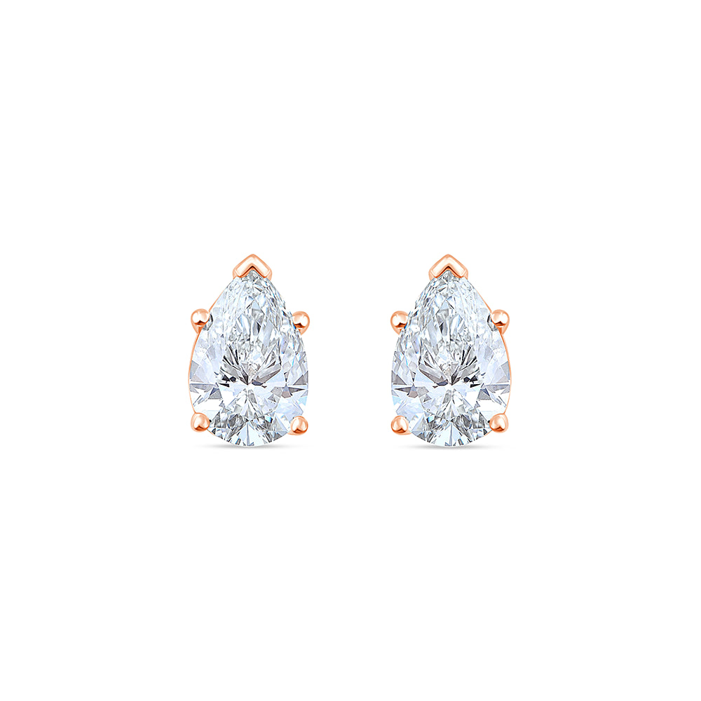 4 Carat Pear Cut Solitaire Stud Earrings