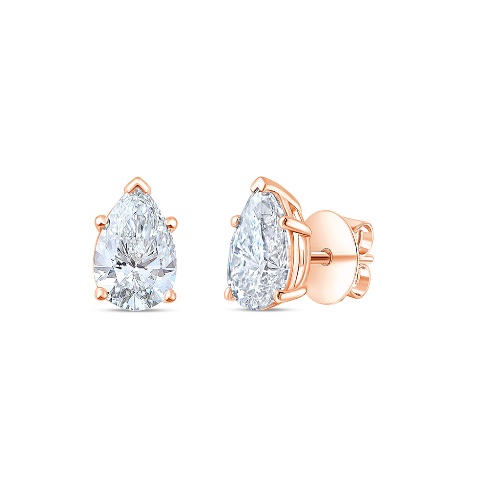 4 Carat Pear Cut Solitaire Stud Earrings