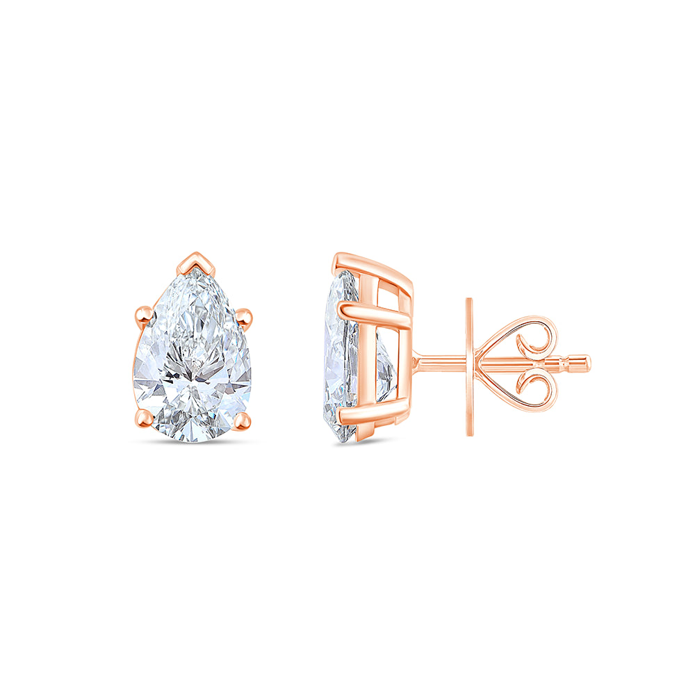 4 Carat Pear Cut Solitaire Stud Earrings