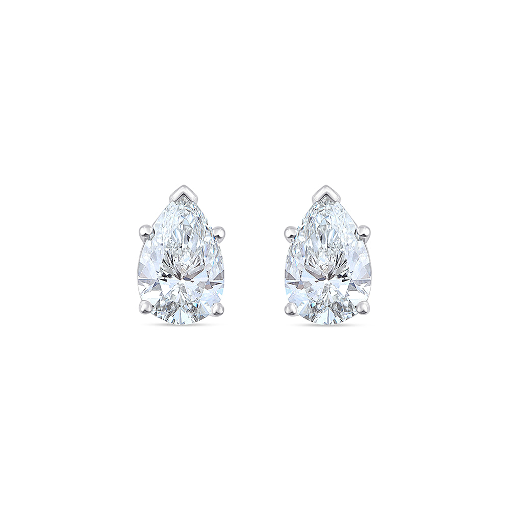 4 Carat Pear Cut Solitaire Stud Earrings