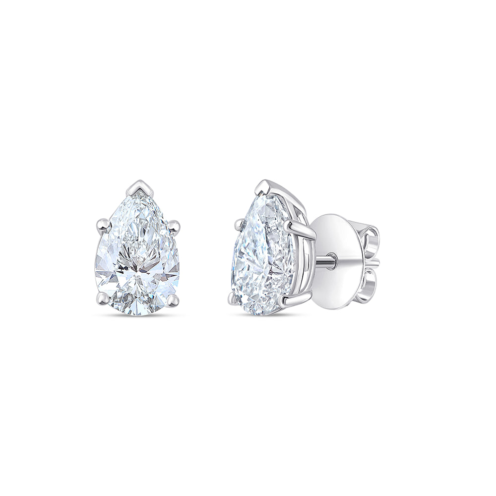 4 Carat Pear Cut Solitaire Stud Earrings