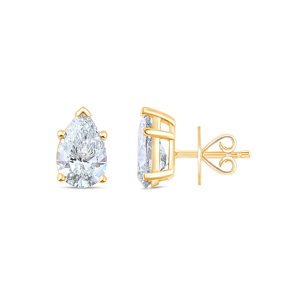 4 Carat Pear Cut Solitaire Stud Earrings