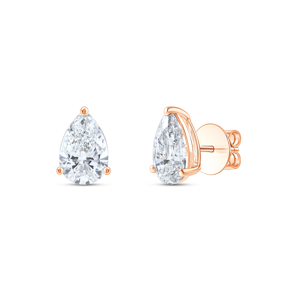 6 Carat Pear Cut Solitaire Stud Earrings
