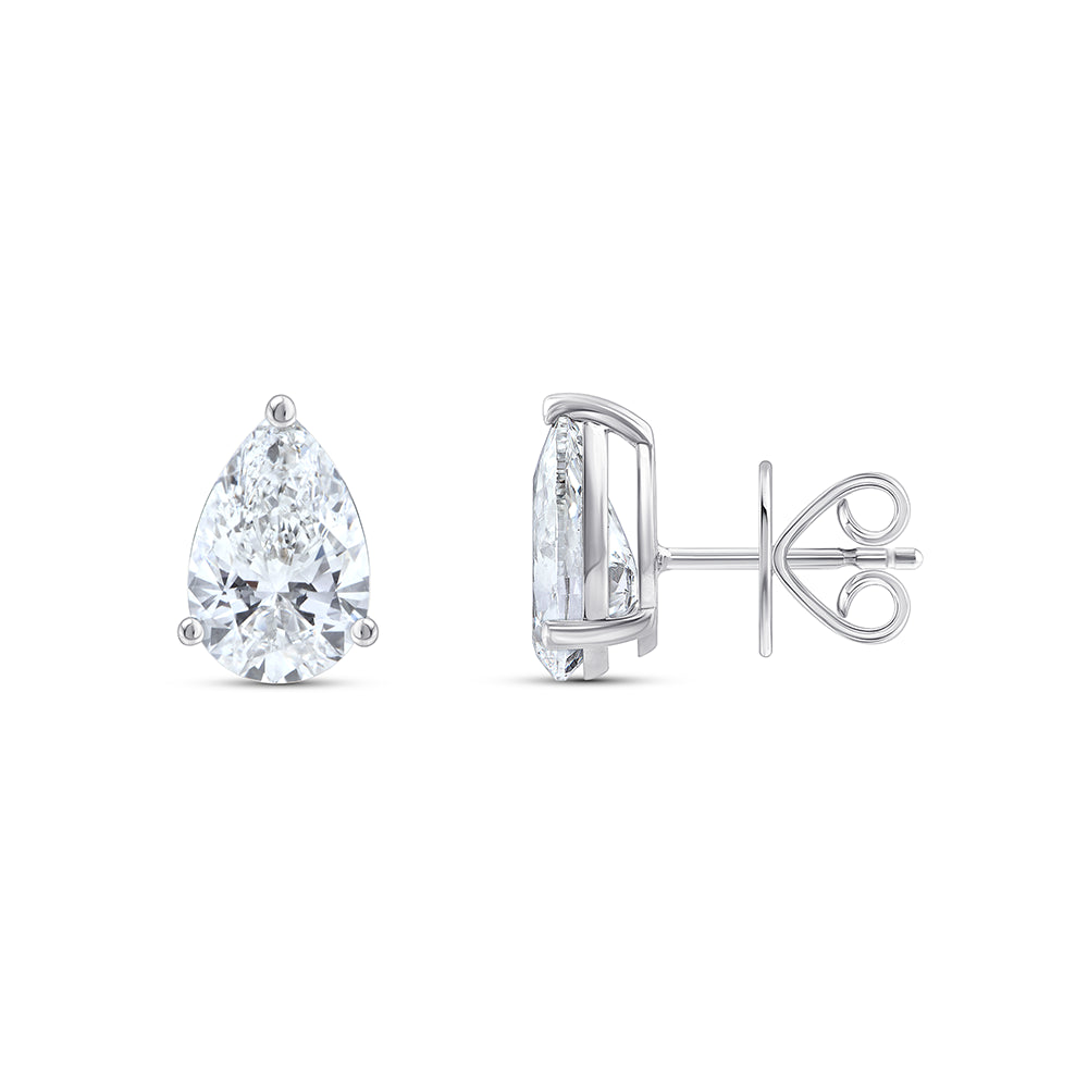 6 Carat Pear Cut Solitaire Stud Earrings