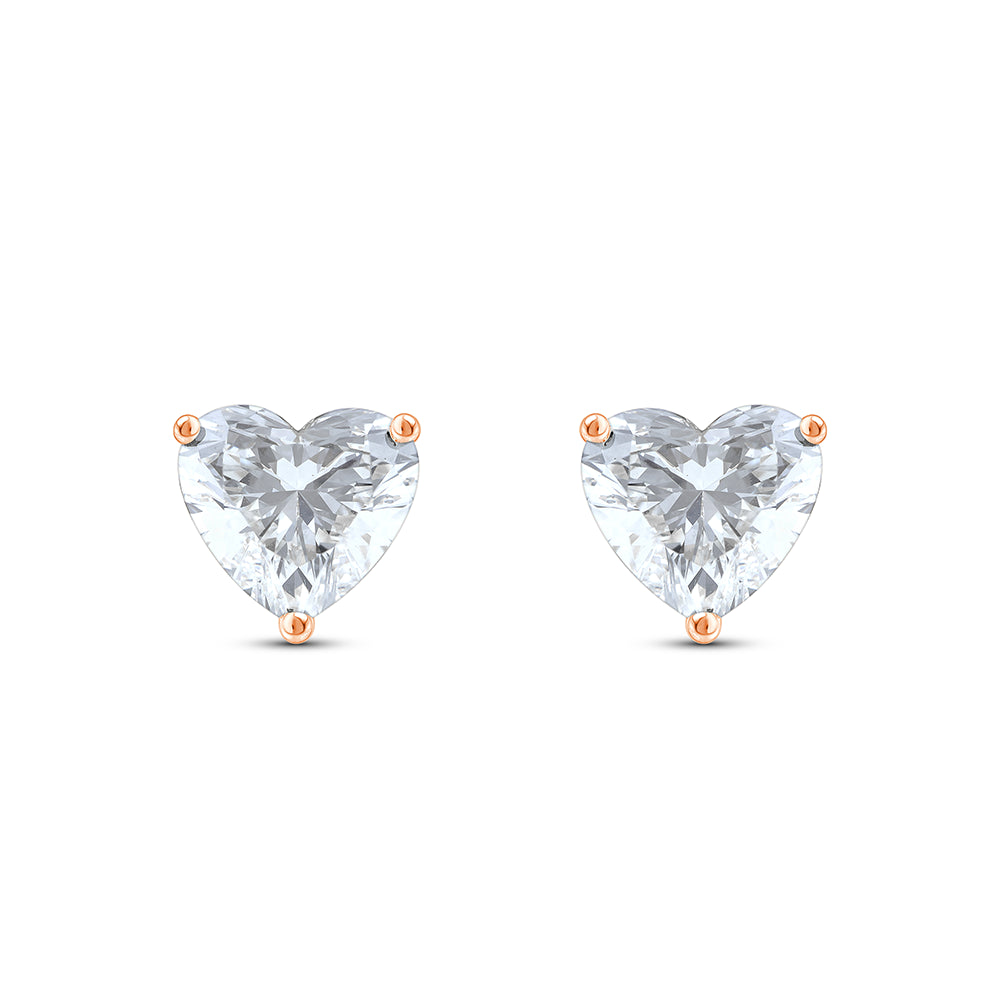 6 Carat Heart Cut Solitaire Stud Earrings