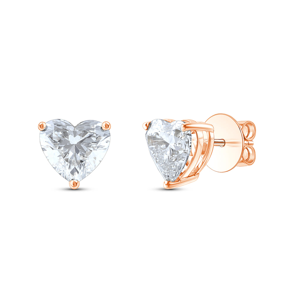 6 Carat Heart Cut Solitaire Stud Earrings