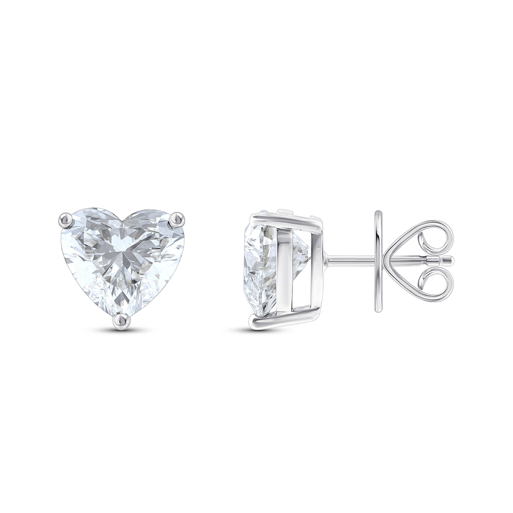 6 Carat Heart Cut Solitaire Stud Earrings