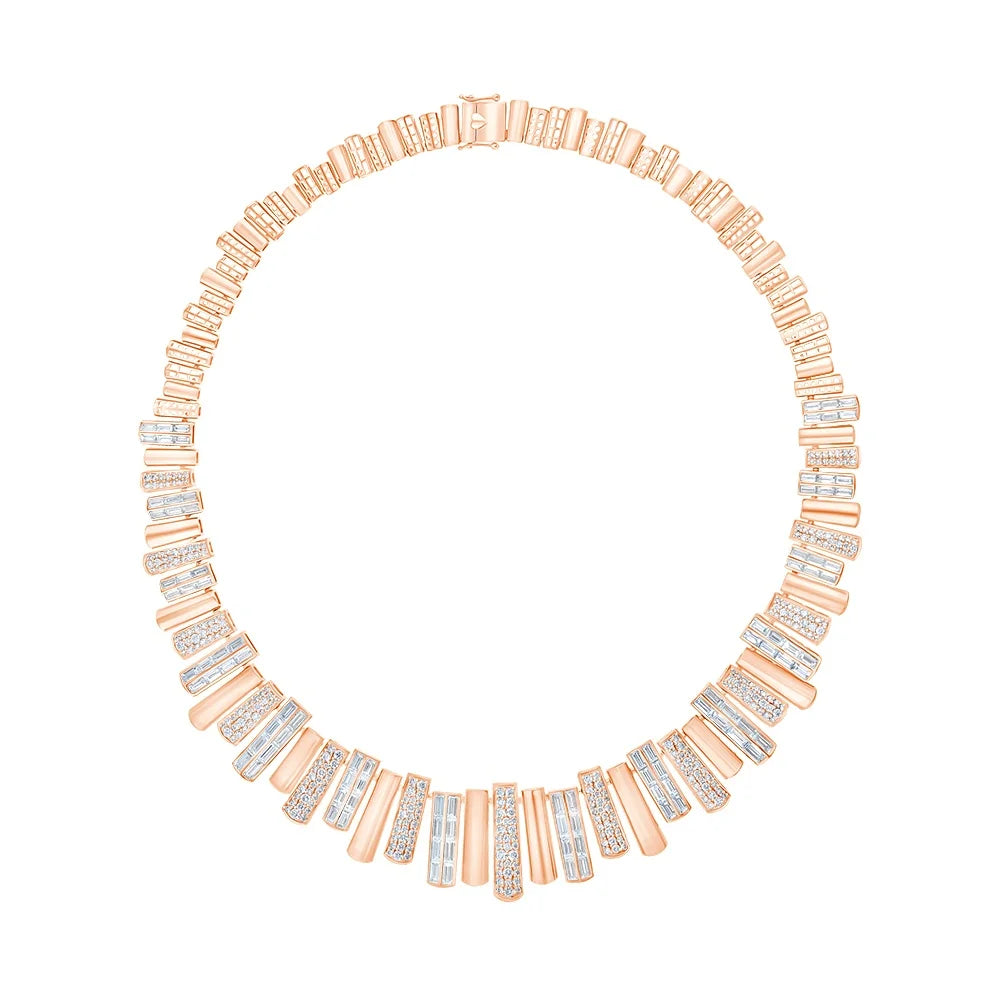 Mixed Cut Staggered Bar Necklace