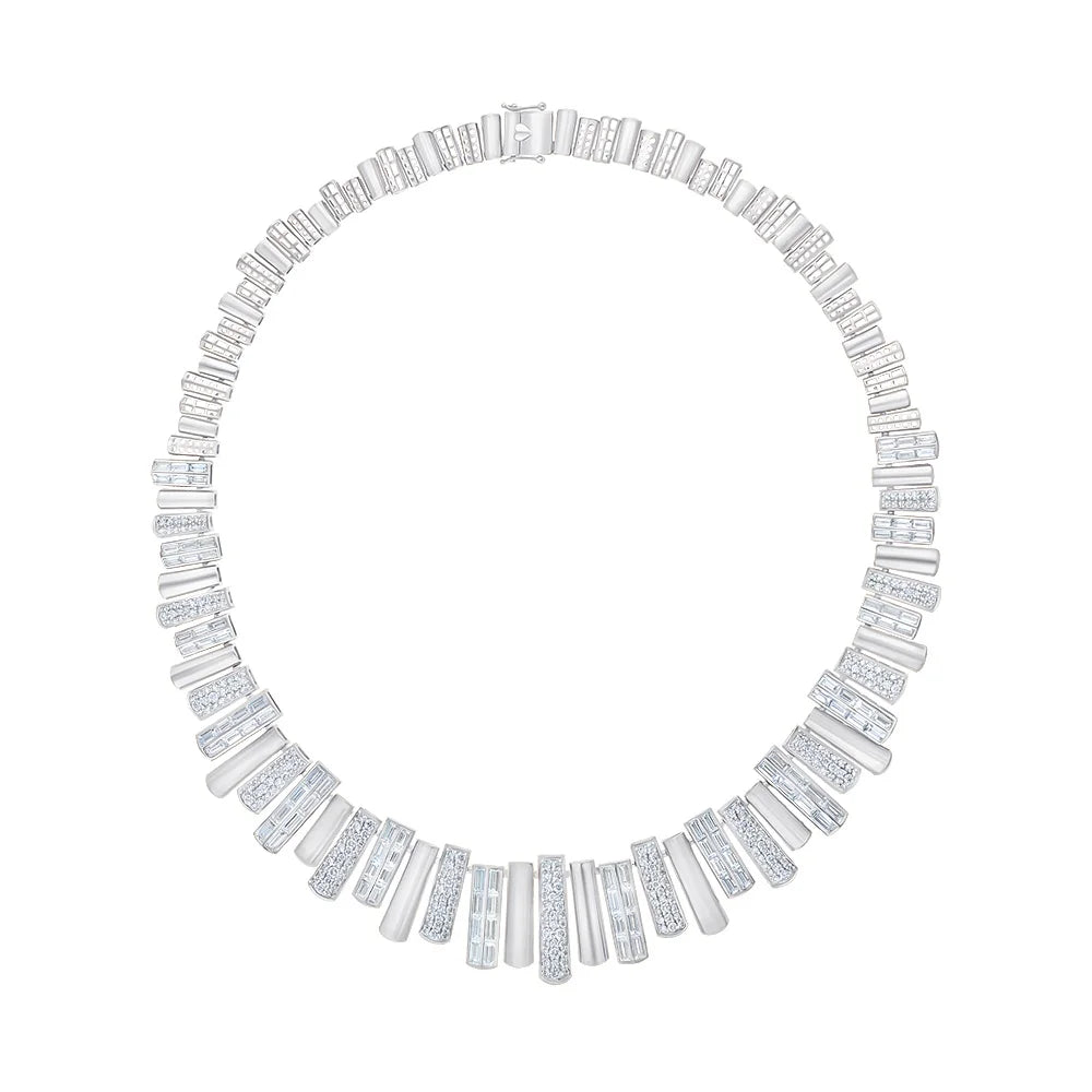 Mixed Cut Staggered Bar Necklace