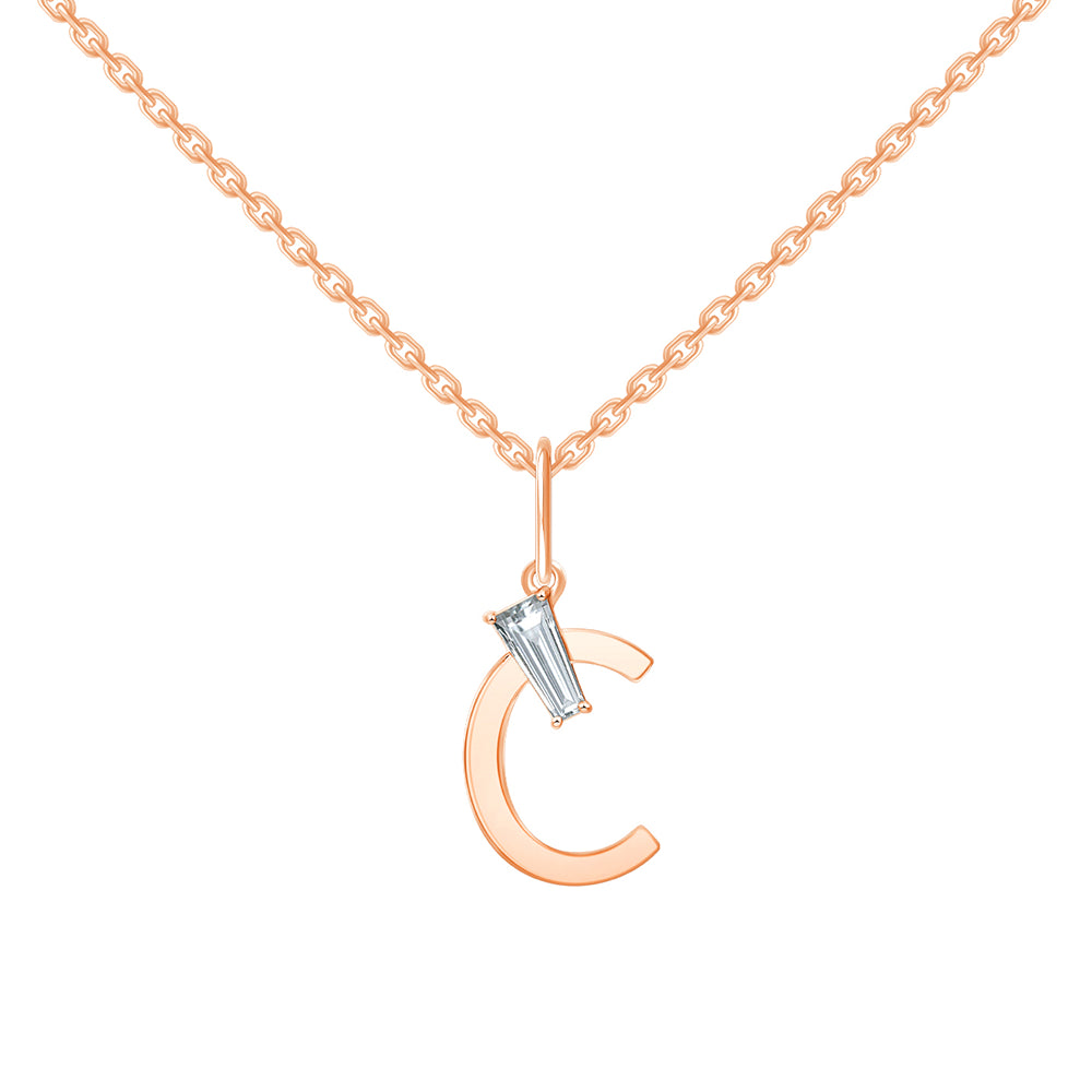 Baguette Cut Initial C Pendant