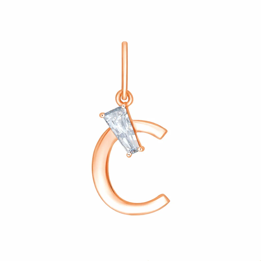 Baguette Cut Initial C Pendant