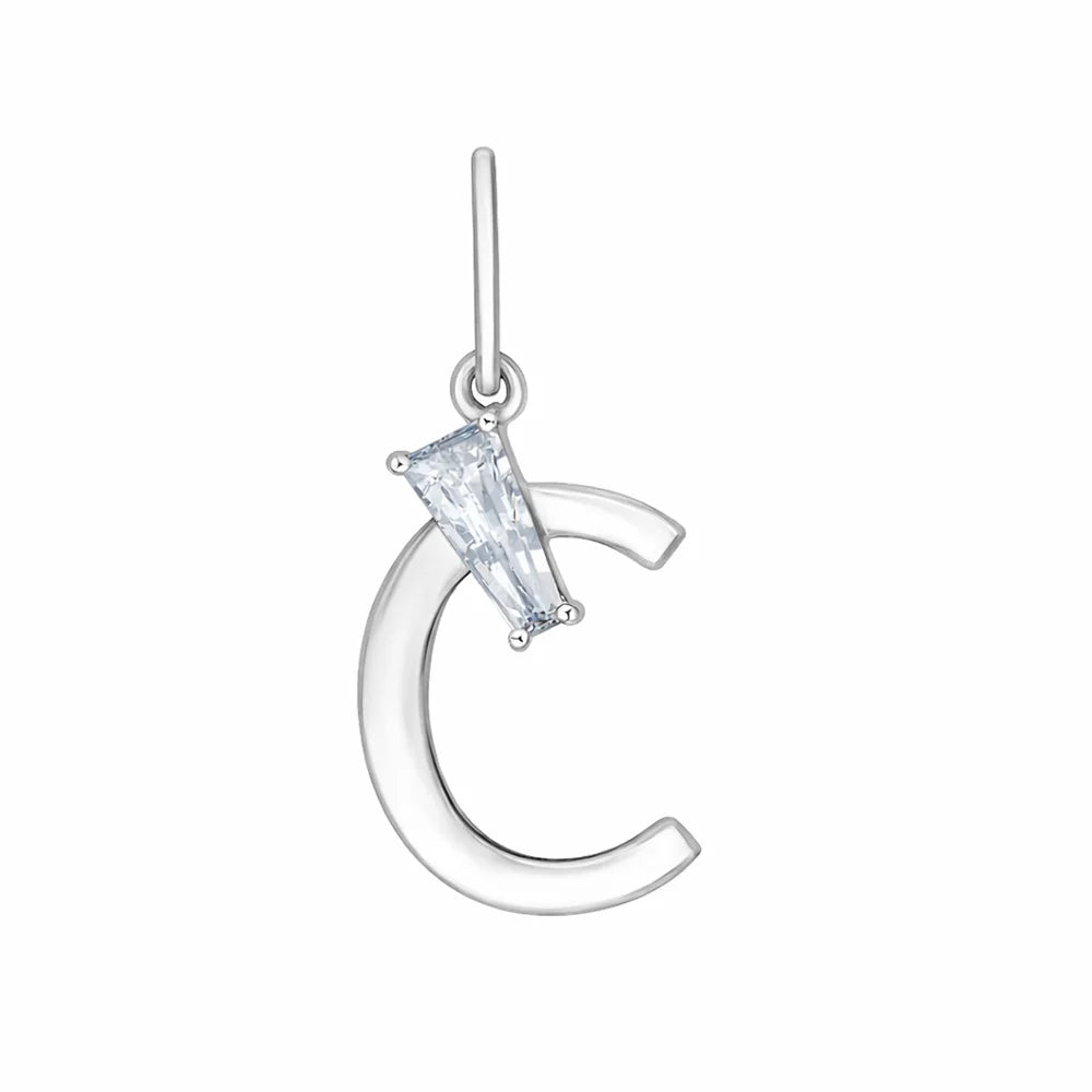Baguette Cut Initial C Pendant