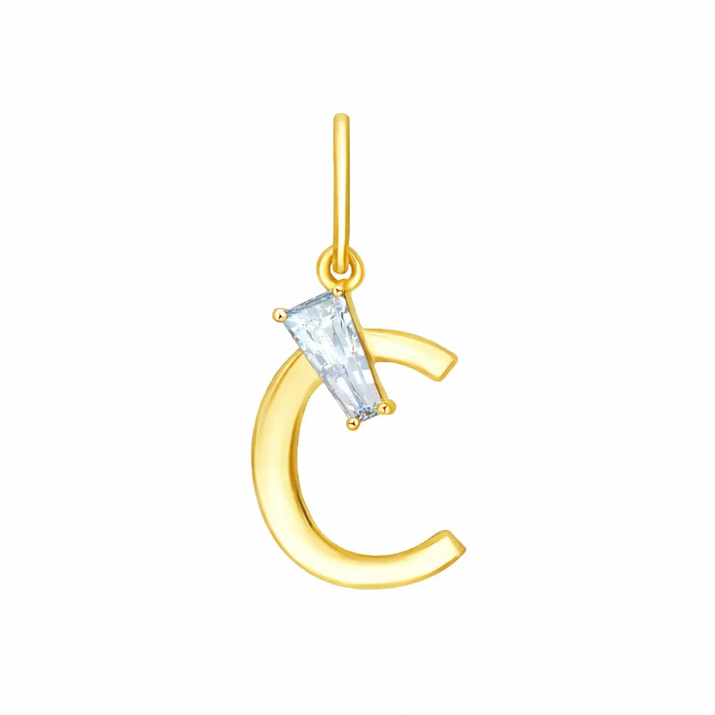 Baguette Cut Initial C Pendant