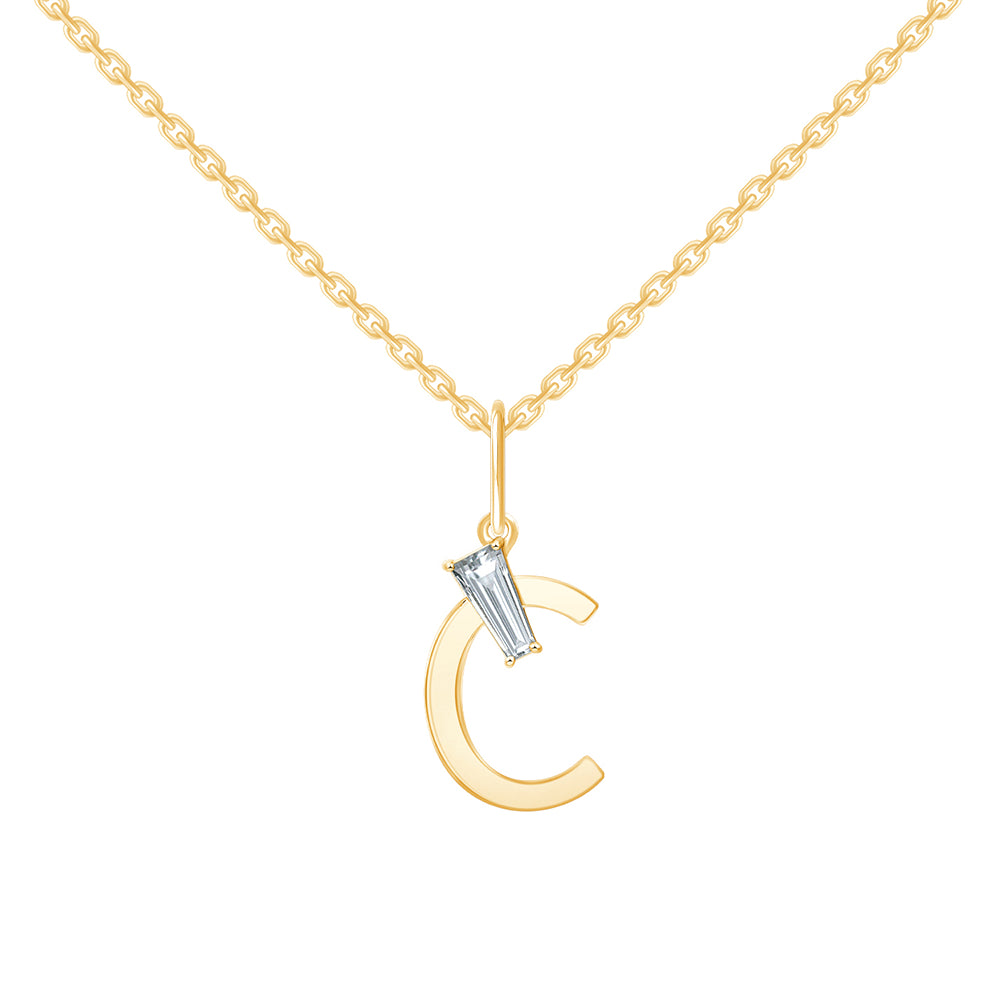 Baguette Cut Initial C Pendant