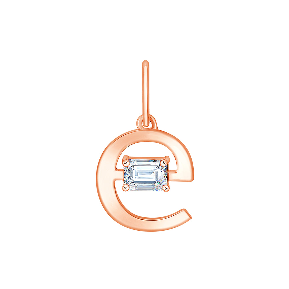 Emerald Cut Initial E Pendant