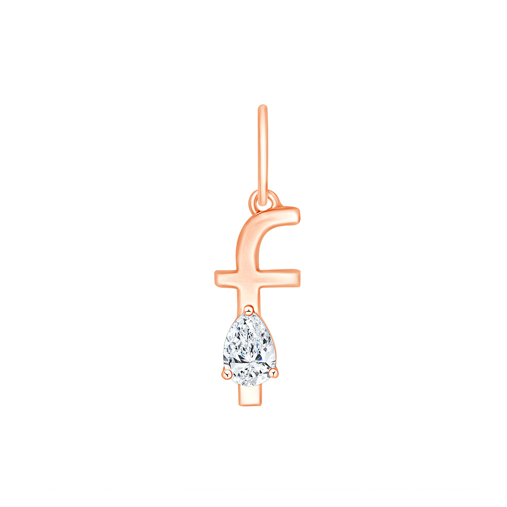 Pear Cut Initial F Pendant